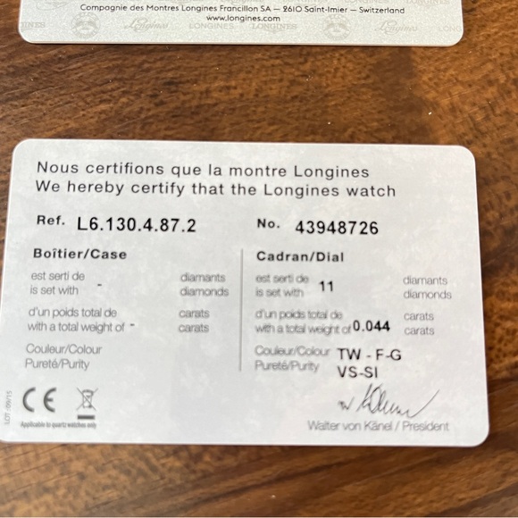 Longines Watch with Diamond (L6.130.4.87.2 Equestrian 26.5 MOP) - Picture 2 of 3